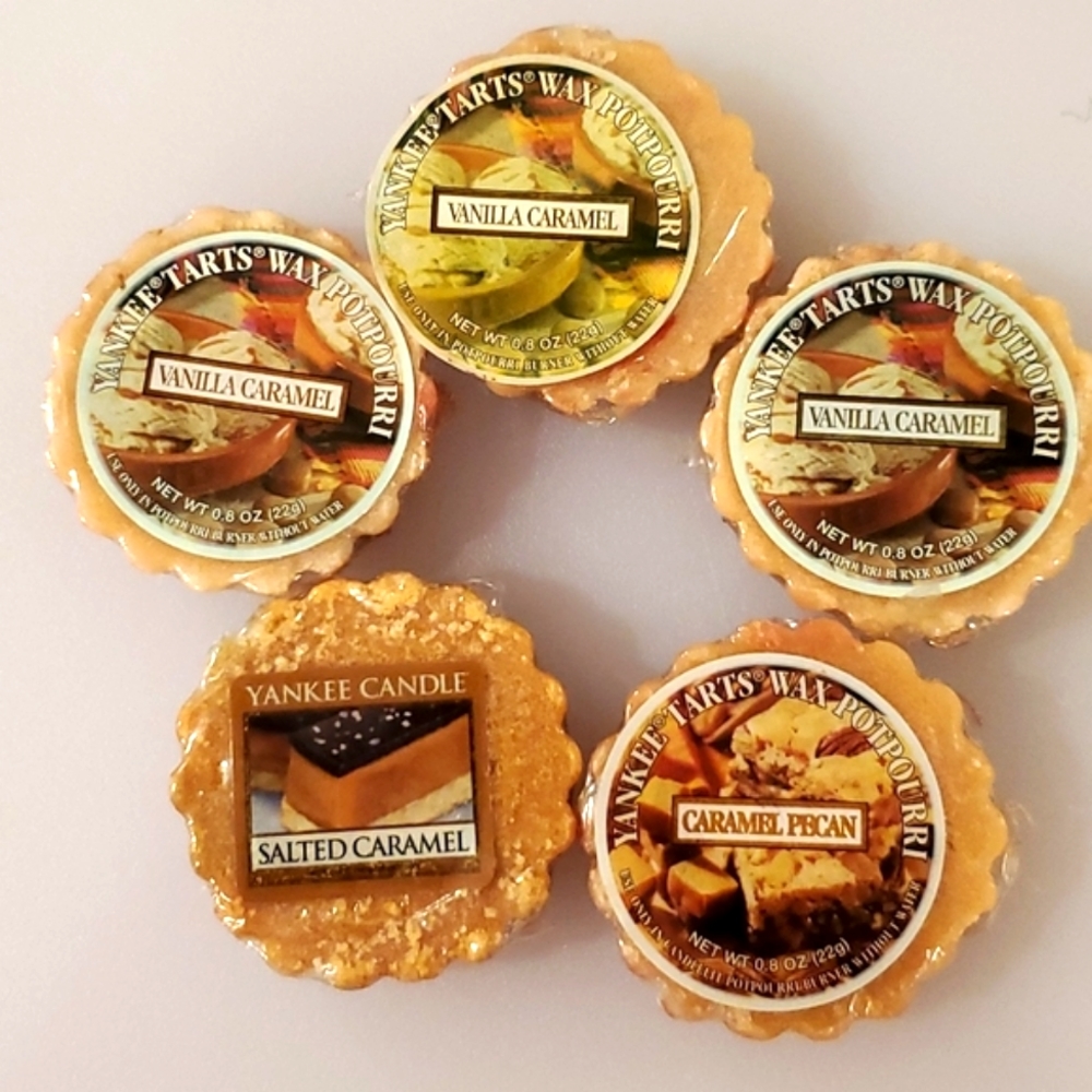 Lot of 5 Yankee Candle wax tarts Vanilla Caramel Salted and Pecan READ BELOW